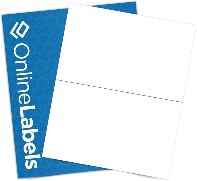 8.5 x 5.5 Half-Sheet Shipping Labels - Permanent, White Matte - for FBA, FedEx, UPS - Pack of 1,000 Labels, 500 Sheets - Inkjet/Laser Printers - Online Labels