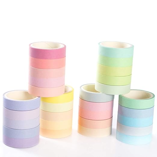 YUBBAEX Natural Color Washi Tape Set 30 Rolls Decorative Tapes for DIY Crafts, Journals, Planners, Scrapbooking, Wrapping (Macaron 30 Rolls)