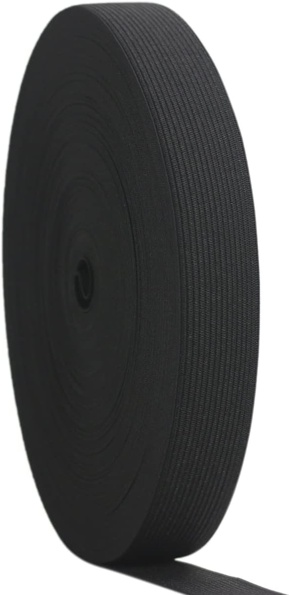 Black Wide Knit Elastic Band For Sewing 40 Yards 1-inch 25mm Flat Heavy Stretchy Elastic Straps Elastic Band Spool for DIY Craft-Bedspread-Clothing-Pants Waistband-Wigs-Skirts- DIY Projects
