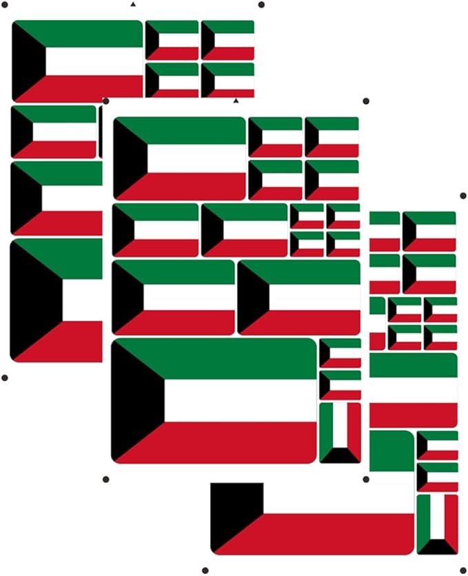 vmcoatdu Kuwait Flag Laser Printing Sticker 3 Pcs Decal in Multiple Sizes Stickers (Green Kuwait)