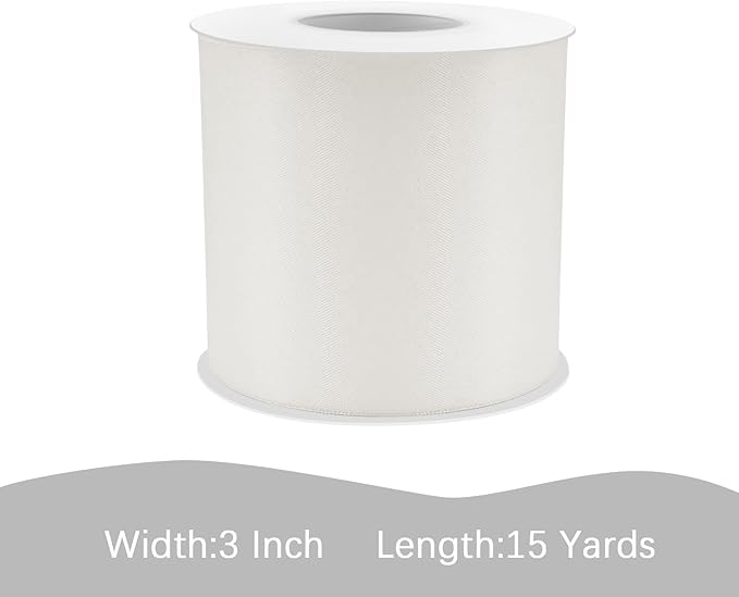Off White Satin Ribbon 3 inch X 15 Yards Polyester Ribbon for Gift Wrapping Very Suitable for Weddings Party Hair Bow Invitation Decorations and More