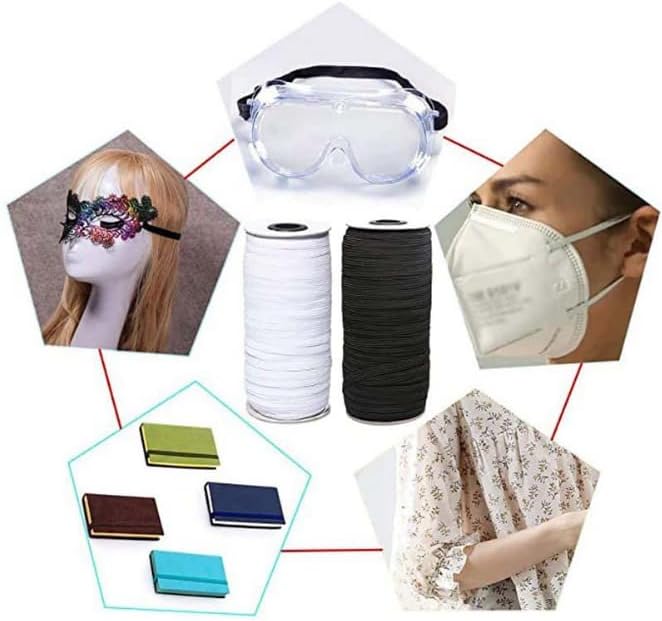 YZYANZI White Elastic Bands 1/2 Flat Elastic Cord Stretch Strap - 12mm 144 Yds Roll of Elastic Straps Braided Elastic Band for Sewing and Elastic Crafting