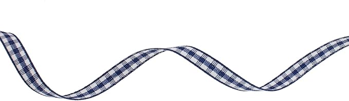 Gingham Ribbon 50 Yard Each Roll 100% Polyester Woven Edge (1/4" x 50 Yards, Dark Blue)