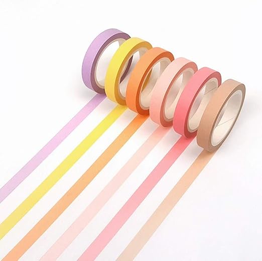 YUBBAEX Washi Tape 12 Rolls Rainbow Color Masking Decorative Tapes Set for Arts, DIY Crafts, Journals, Planners, Scrapbooking, Wrapping (8mm)