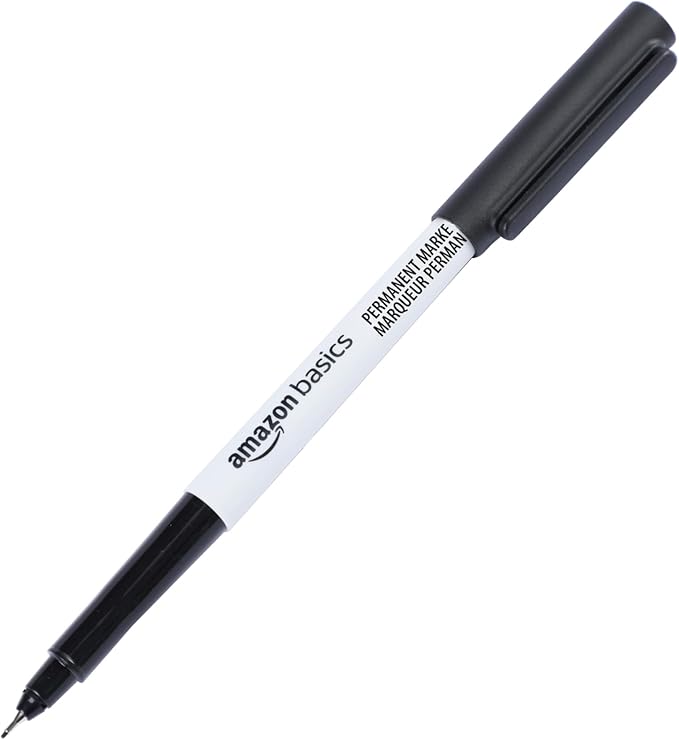 Amazon Basics Ultra Fine Point Permanent Markers, Black, 12-Pack