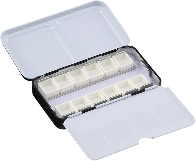 Watercolor Palettes - Empty Half Pan Boxes and Palette for Artists, Watercolor Painting, Students, Color Theory, & More! - 12 Half Pans