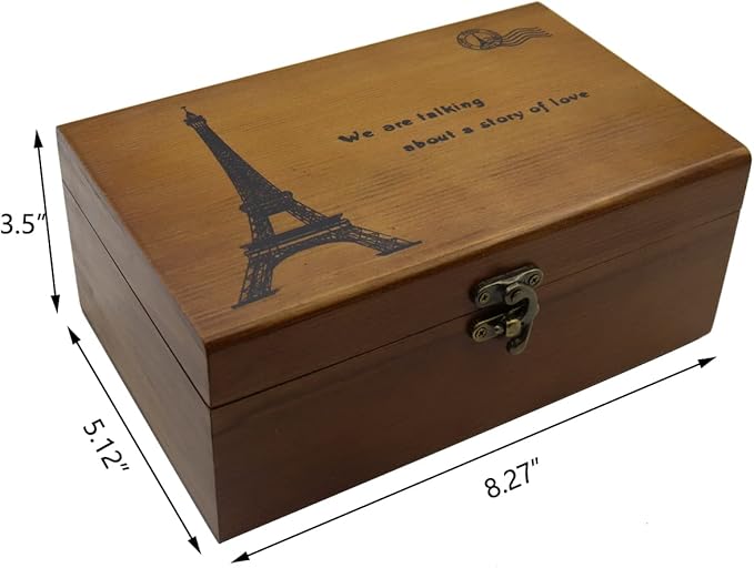 Sewing Kit Box Basket, Wooden Hand Home Sewing Repair Tool Kit, Beginner Universal Sew Kit Accessories for Women, Men, Adults, Girls, Kids (Retro Eiffel Tower)