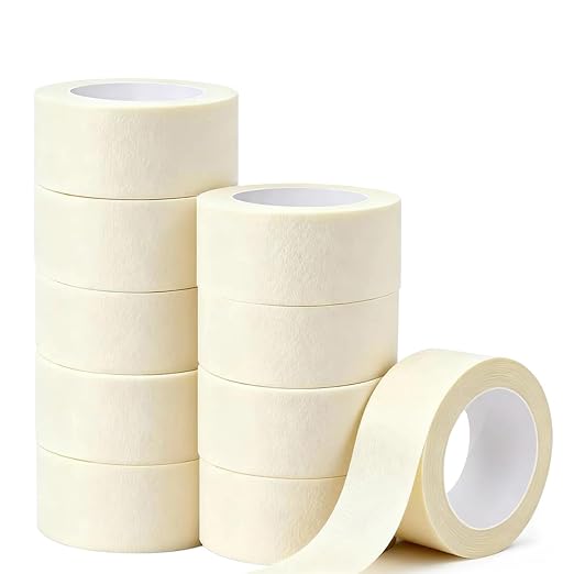 Masking Tape 2 Inch Wide, 10 Rolls Bulk Pack (550 Yards Total) - White Painter Tape for Sharp Paint Lines, Art & General Use