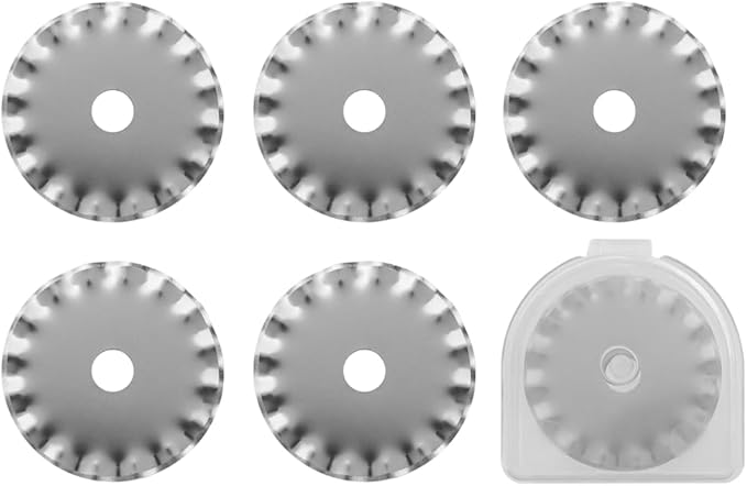 5 Pcs 28mm Pinking Rotary Cutter Blades, Bestgle Decorative Rotary Blades Replacement Rotary Cutter Blade for Quilting Sewing - Fits Fiskars, OLFA