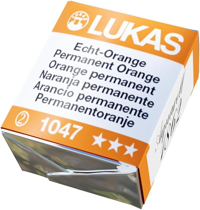 LUKAS 1862 Aquarell Artists' Watercolor Pans, Permanent Orange Half Pan - Vibrant Professional Grade Watercolor Paint - Easy-to-Wet, Intense Color, Long-lasting - Ideal for Professional Watercolorists