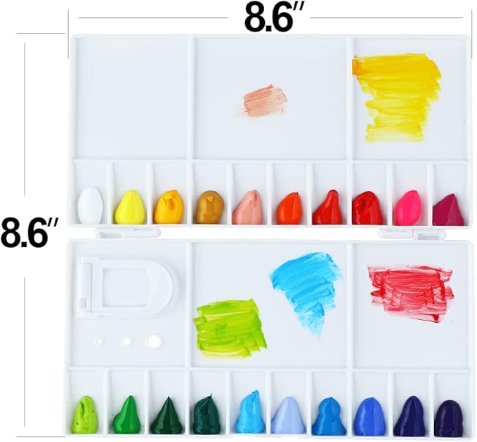 Transon 25wells Compact Paint Palette Box with Lid for Paint Color Mixing