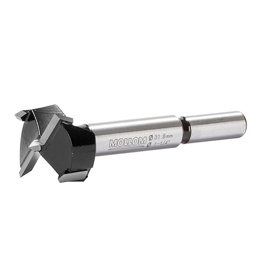 Mollom 1-1/4" (31.8mm) Forstner Drill Bit for Precise Woodworking with Durable YG8 Carbide Thickness of 2.0mm,This Hinge Cutter Tool is Ideal for Hard Wood, Plastic, Plywood
