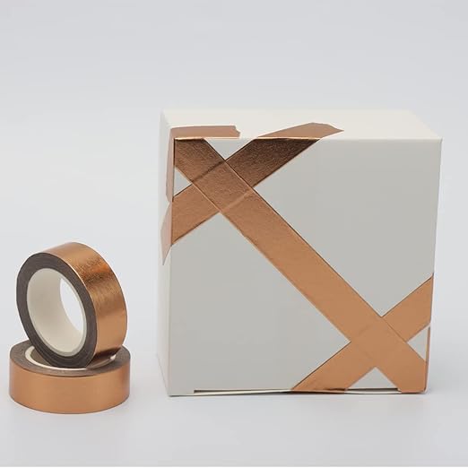 NatSumeBasics Bronze Foil Washi Tape Thin Metallic 2pcs 0.6" x 32ft. Masking Tapes Decorative Brass Tape for Crafts Gift Wrapping Decoration DIY (Bronze)