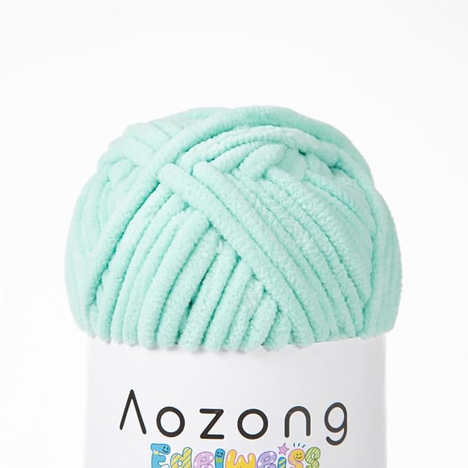 Super Soft and No Shedding Chunky Chenille Yarn for Crocheting and Knitting -Easy to Crochet with-Super Bulky #6, 3Pack of 3.5oz/82yds -Chunky Plush Yarn for Hand Craft Blanket Amigurumi Mint Green