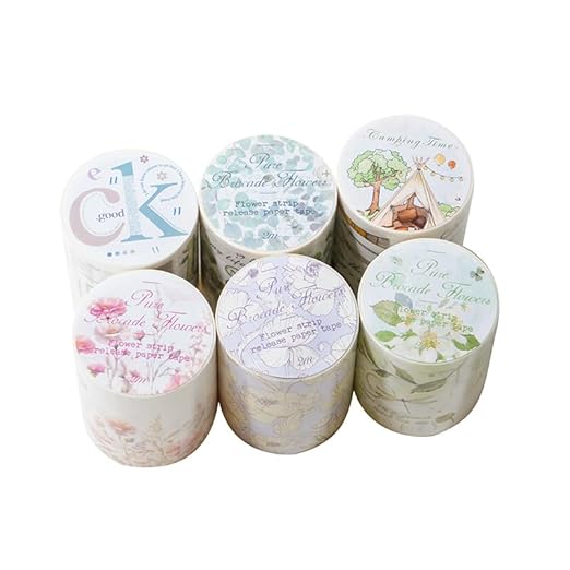 Alideco 6pcs Decorative Adhesive Tapes Fresh Literary Girl Botanical Flower Landscape PET Tape Great for Bullet Journal Supplies, Arts, Scrapbook, DIY Crafts, Planners (wujinglianxia)