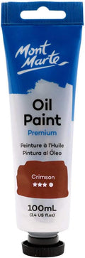 Mont Marte Oil Paint Premium, 3.4 US fl.oz (100ml) Tube, Crimson Red, Heavy Body Paint, Artist Quality, Good Coverage, Excellent Tinting Strength, Ideal for Painting Canvas