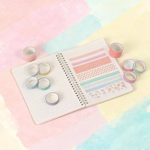 10 Rolls Washi Tape Set, Solid Color & Grid Decorative Tapes for Journals, Scrapbooking, Gift Wrapping, Decor & Crafts (Forest)