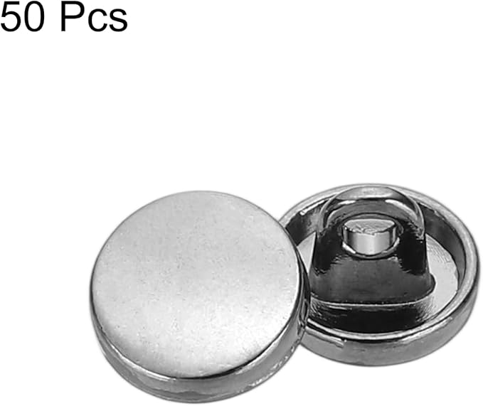 HARFINGTON 50pcs 14L Metal Round Flat Sewing Buttons 9mm Alloy Shank Craft Replacement Button for Men Women Suit Woolen Coat Shirt Trousers Sewing Crafts, Black