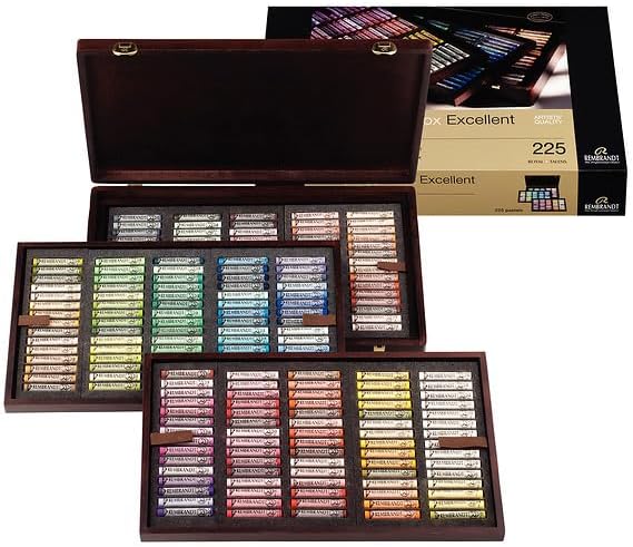 Rembrandt Soft Pastel Wood Box Excellent Set, 225-Piece Full Sticks, General Selection