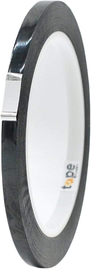 MAT Metalized Polyester Mylar Film Tape, Black - 1/4 inch x 72 yds. Decor Tape for Detailing Accent Wall, Graphic Arts, Car and Boat Trim - Vibrant Mirror Like Finish