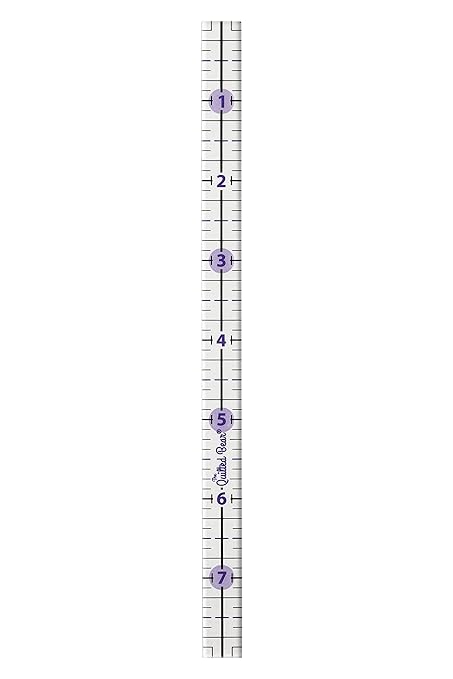 The Quilted Bear Quilting Rulers - Transparent Acrylic Non Slip Quilting, Patchwork & Sewing Ruler with Clear Black Lines & 30, 45 & 60 Degree Angles for Perfect Accuracy & Precision (0.5" x 8")
