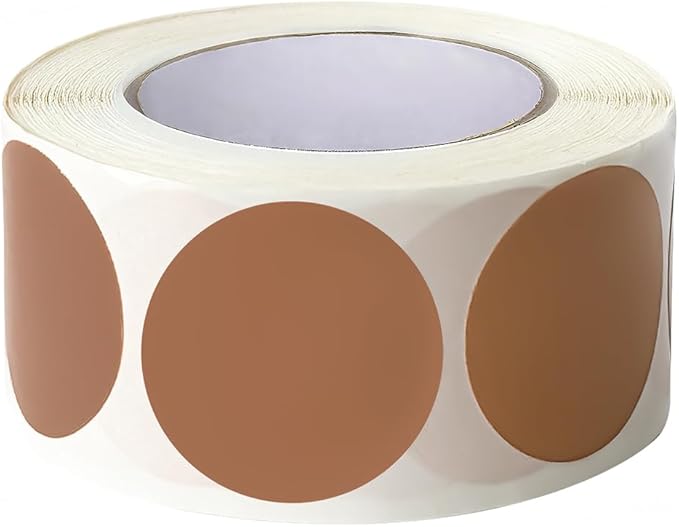 SHYGO® 1“ Brown Circle Dot Stickers Color Coding Labels, 1000PCS 2 Rolls