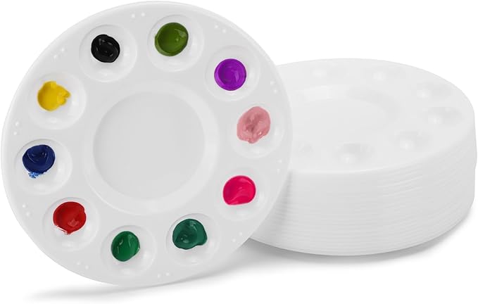 20 Pcs Paint Tray Palettes, 10 Wells Plastic Paint Pallets for Kids or Students to Paints on School Project or Art Class