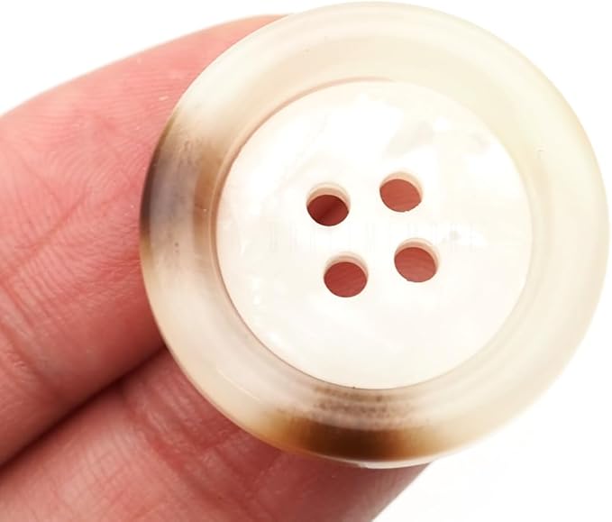 CRAFTMEMORE Tortoiseshell Resin Buttons 4 Holes Button for Garment Sewing Men's Suit DIY Crafts TG47 (25mm White, 12pcs)