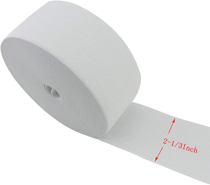 2-1/3 Inch by 10 Yard White Heavy Stretch High Elasticity Elastic Spool Knit Elastic Bands for Sewing