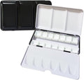 Jinberry Metal Watercolor Tin with Fold-Out Mixing Palette, Multi-Functional Empty Watercolor Palette with Pans Paint Tray Palette for Plein Air, Watercolor, Acrylic and Oil Painting