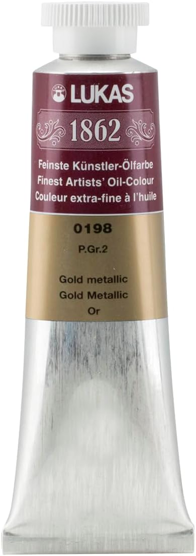 Lukas 1862 Professional German Oil Paint, Gold Metallic 37 mL - w/Beeswax & Non-Yellowing Sunflower Oil, Short Drying Time, Smooth, Outstanding Lightfastness