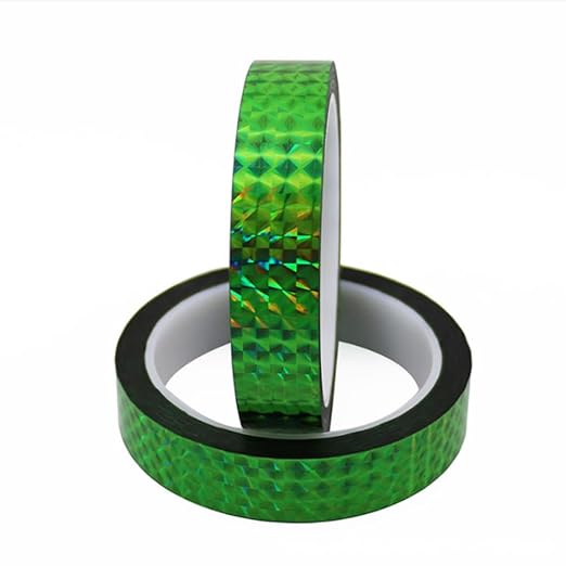 Self-Adhesive Holographic Reflective Tape Prism Tape Holographic Reflective Tape for Keep Birds Away, Craft Projects, DIY Art, Home, Daily Use (Green, 1 Inch x 55 Yard)