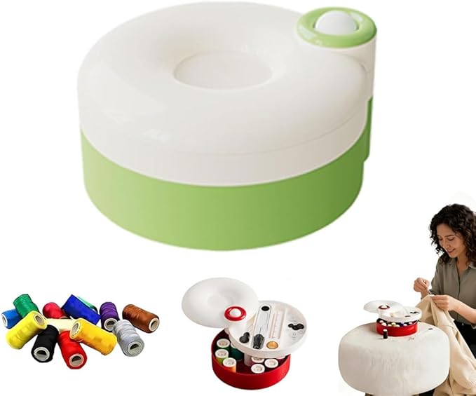2026 New Rotating Magnetic Design Sewing Kit, Sewing Kit for Adults Box, Rotating Magnetic Sewings Kits, Magnetics Needle Case, DIY Sewings Supplies Organizer Box, Organized Compartments (Green)