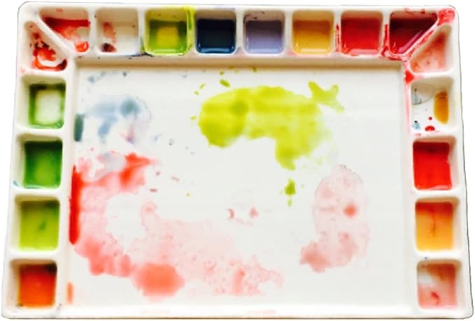 Bower Bird Porcelain Watercolor Palette 18wells Rectangle Artist Professional Ceramic Palettes for Painting (Porcelain)