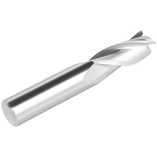Upcut Spiral Router Bit 3-Flute with 1/2” Shank, 1/2” Cutting Diameter, 1-1/4” Cutting Length, Carbide CNC Router Bits End Mill for Wood Mortises Carving Engraving (3 inch Total Length)