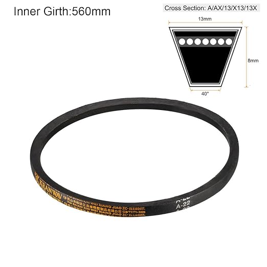 uxcell A22 Drive V-Belts 22" Inner Length 13mm Width 8mm Thick JIS Standard A-Section Rubber Drive Transmission Belt