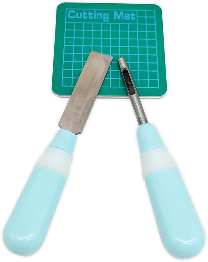 YICBOR 3pcs/Set Sewing Buttonhole Cutter Set for All Kinds of Leather Cloth DIY Manual Opening (Blue)