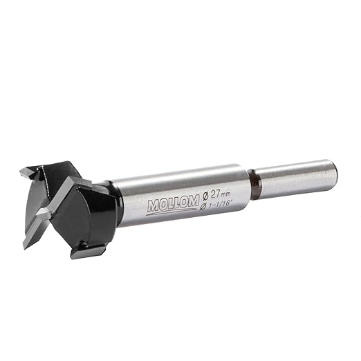 Mollom 1-1/16" (27mm) Forstner Drill Bit for Precise Woodworking with Durable YG8 Carbide Thickness of 2.0mm,This Hinge Cutter Tool is Ideal for Hard Wood, Plastic, Plywood