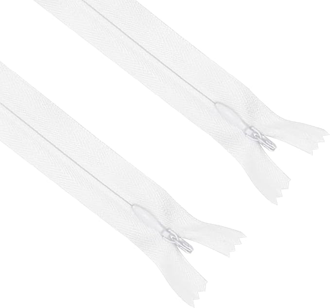 ANPURZII 2PCS #3 7 Inch White Invisible Zippers for Sewing Skirts, Nylon Coil Bulk Zippers for Pocket, Pillow(White 7" 2PCS)