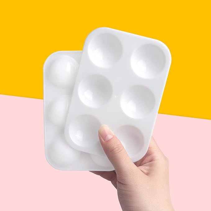 Tamaki 16 PCS White Plastic Paint Tray Palettes, Watercolor Palette Painting Tray for Painting Party, DIY Craft and Art Painting