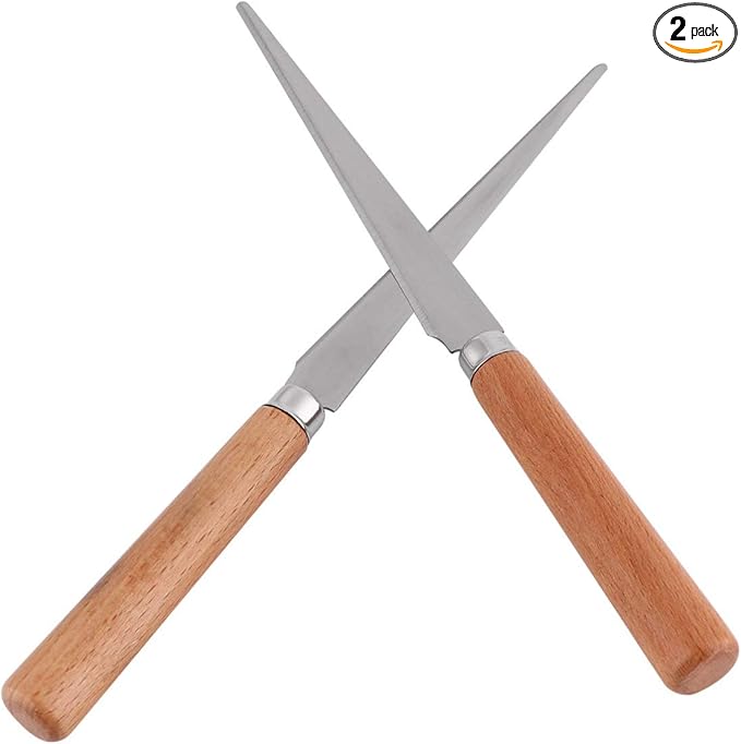 2PCS Wooden Handle Fettling Knife - Craft Art Tools for Pottery/Sculpting/Ceramic/Polymer Clay Modeling