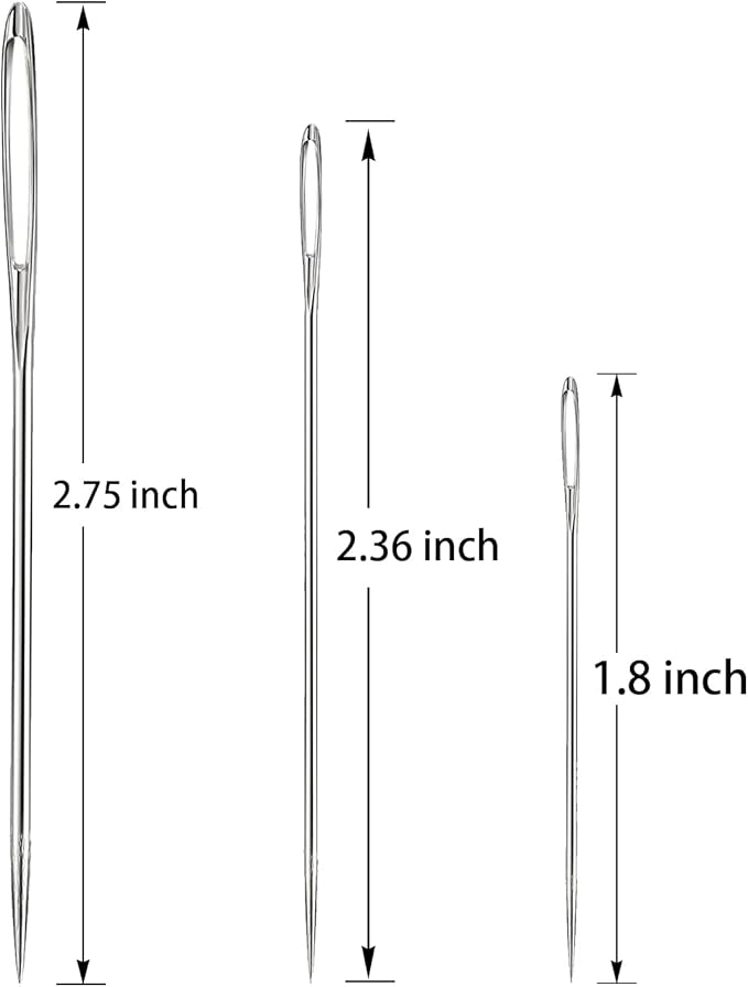 Hekisn Large Eye Sewing Needles, Sewing Needles, Stainless Steel Embroidery Thread Needle, Handmade Yarn Knitting Needles Leather Needle (21 Pieces)