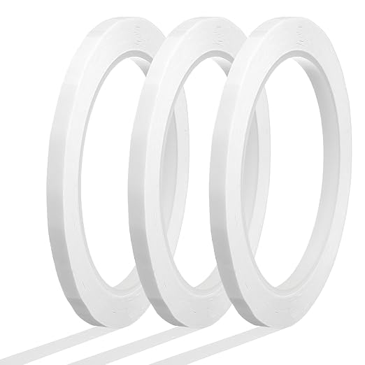 MECCANIXITY Whiteboard Tape 1/4" x 72 Yard Pinstripe Graphic Chart Line Grid Marking Tapes for Classroom Office Dry Erase Board Art, White, Pack of 3
