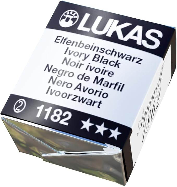 Lukas 1862 Aquarell Artists' Watercolor Pans, Ivory Black Half Pan - Vibrant Professional Grade Watercolor Paint - Easy-to-Wet, Intense Color, Long-lasting - Ideal for Professional Watercolorists