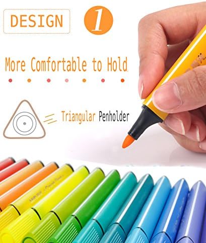 SAYEEC Washable Marker Coloring Pens Set, 48 Assorted Colors Drawing Pens, Medium Point Art Watercolor Marker Set with Storage Case for Adult Coloring Books Manga Comic Calligraphy Sketching