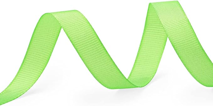 LIUYAXI 5/8" X 50 Yards Solid Apple Green Grosgrain Ribbon, Perfect for Crafts, Wedding Decor, DIY Hair Accessories, Sewing, Gift Package Wrapping and More