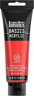 Liquitex BASICS Acrylic Paint, 118ml (4-oz) Tube, Cadmium Red Light Hue