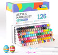 126 Colors Acrylic Paint Markers, Water Based Acrylic Paint Pens Set with Brush Tip for Wood, Glass, Paper, Stone, Egg, Rock Painting