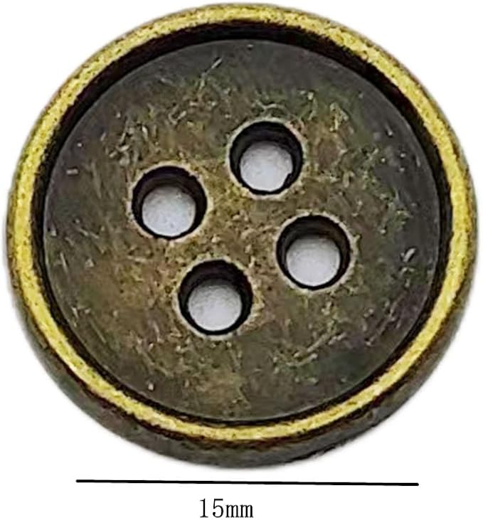 30PC Sewing Metal Buttons 4 Hole Antique Bronze Round Vintage Crafts Buttons 15mm