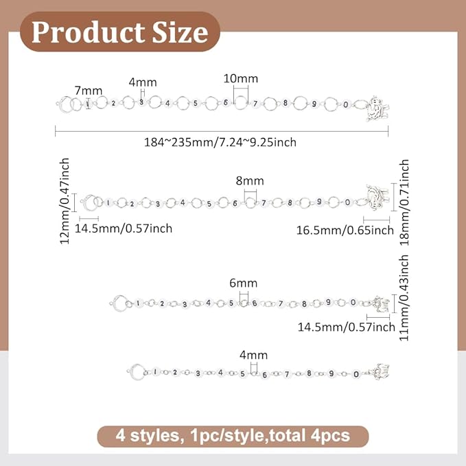 BENECREAT 4 Pcs 4 Style Row Counter Chains Set, Alloy Sheep Charm Chain Row Counter Knitting Row Counter Chains for Knitting and Crochet Crochet Stitch Markers